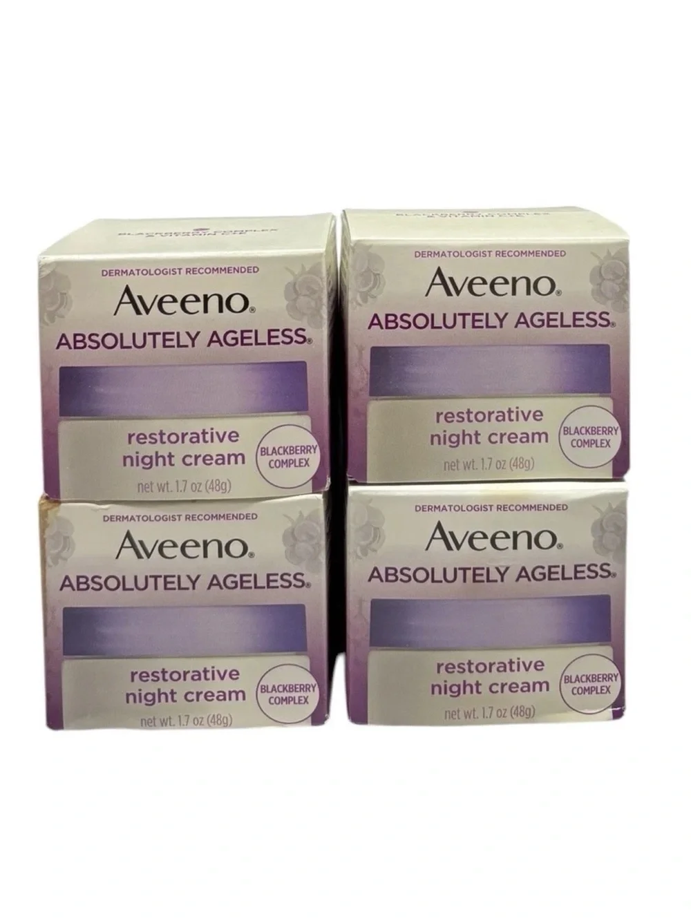 (4) Aveeno Absolutely Ageless Anti Aging Restorative Night Cream 1.7oz